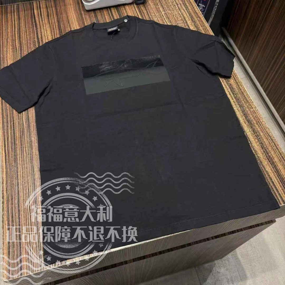 福福意大利不退换保鲨男款黑色运动T恤纯棉t恤男装男士上衣