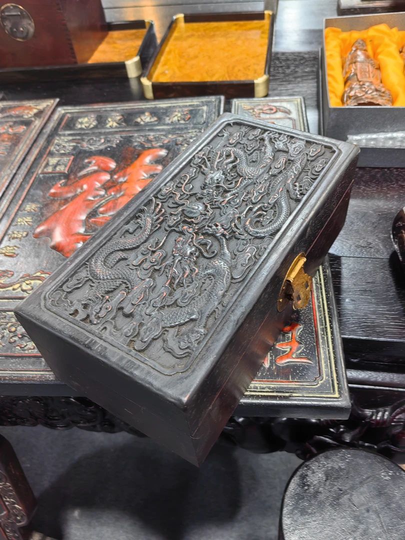 手工工艺非遗雕龙长盒一个