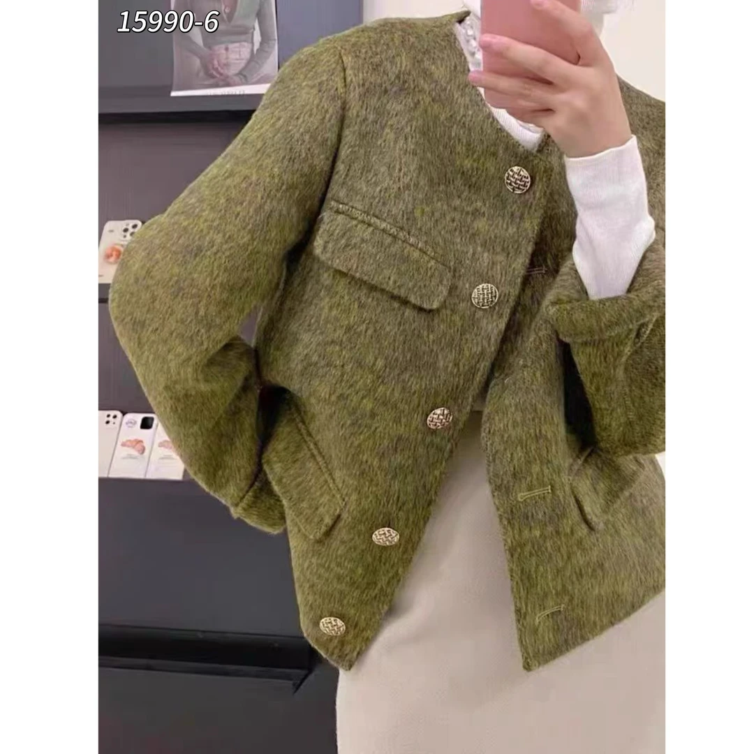 15990-6 WANGDAN 新款韩版轻奢小香风呢外套