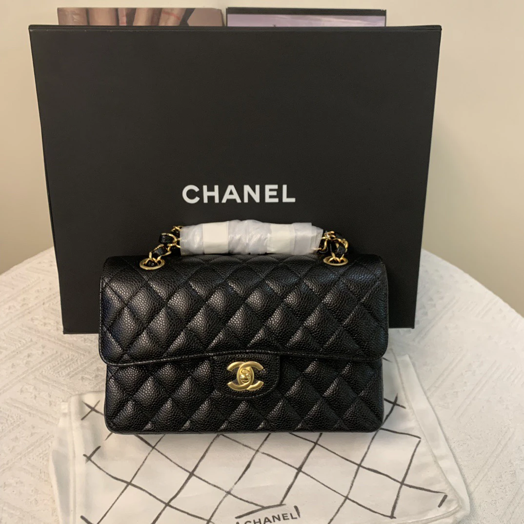 未使用 Chanel/香奈儿 黑金荔枝CF小号 23年