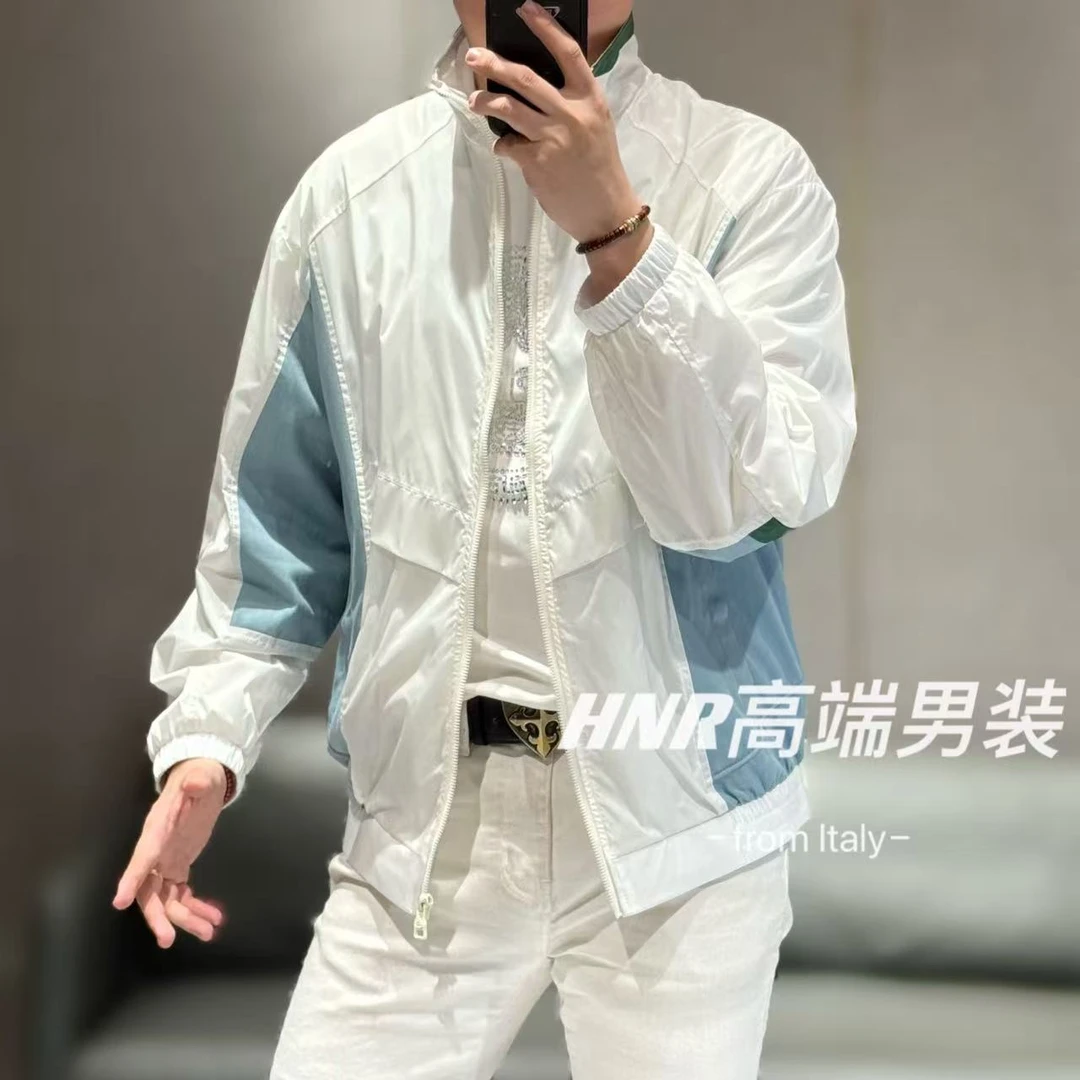 【雷迪·凯奇】品牌阔版设计全手工牛仔拼接工艺春款拉链夹克5002