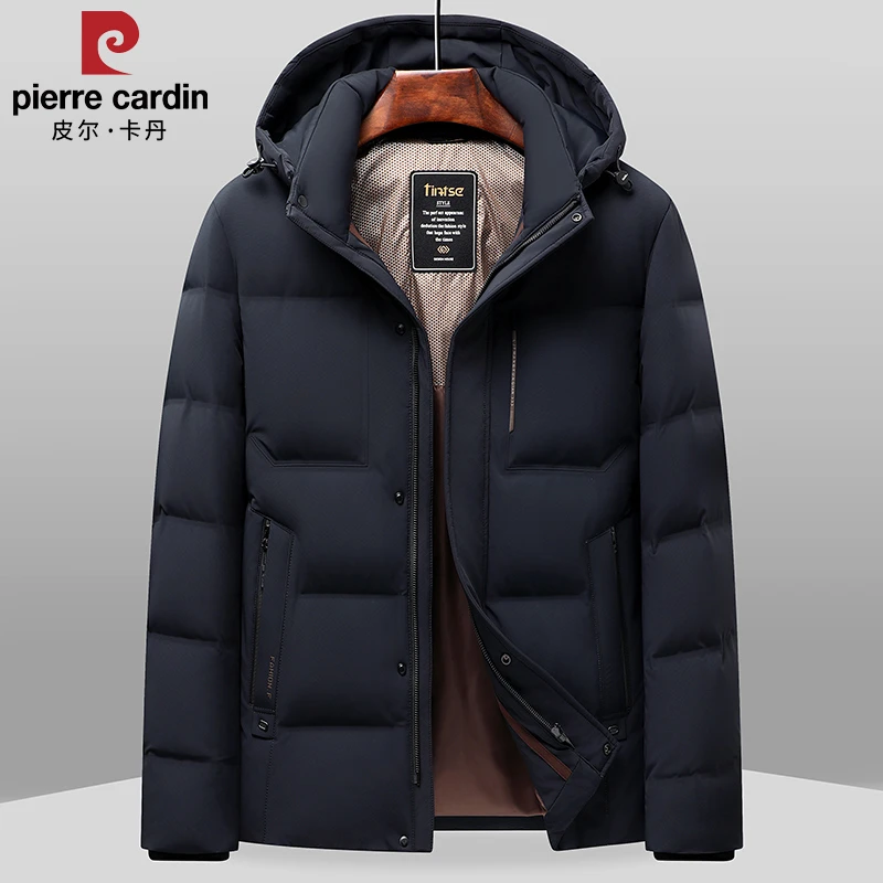 皮尔卡丹极寒速暖5.0系列加厚保暖羽绒服男士商务冬季连帽鸭绒服