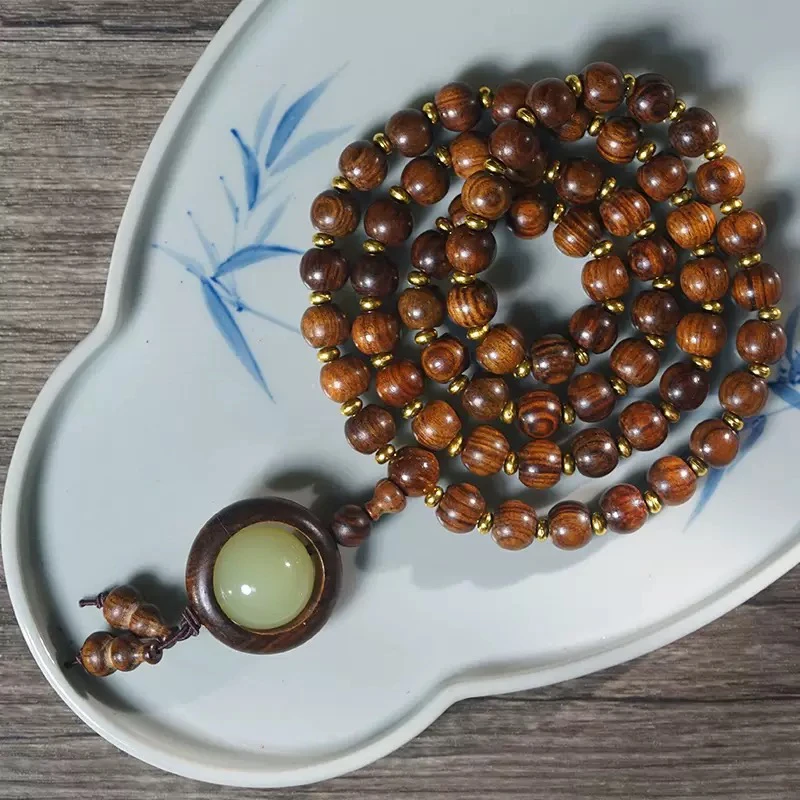 黑花梨苹果珠脖挂链手串文玩项链男女款佛珠转运珠配饰 （无礼盒）