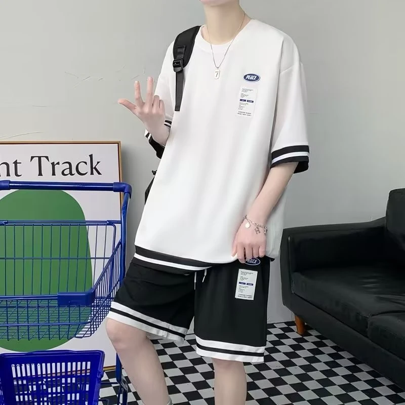 短裤休闲t恤搭配潮牌夏季帅气一套潮男衣服男套装短袖运动两件套