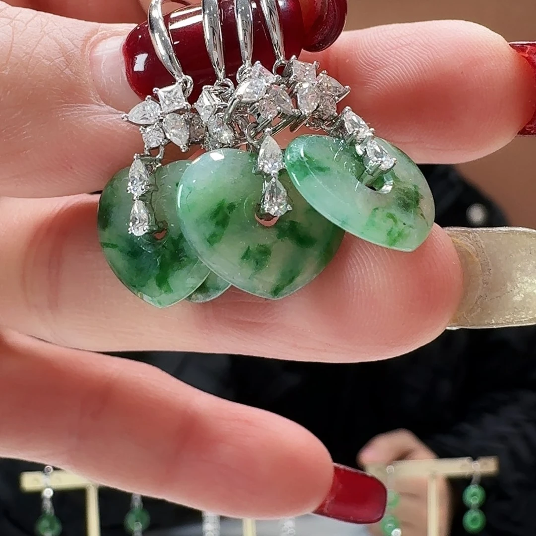 翡翠耳饰18K金镶嵌多样性发/1幅