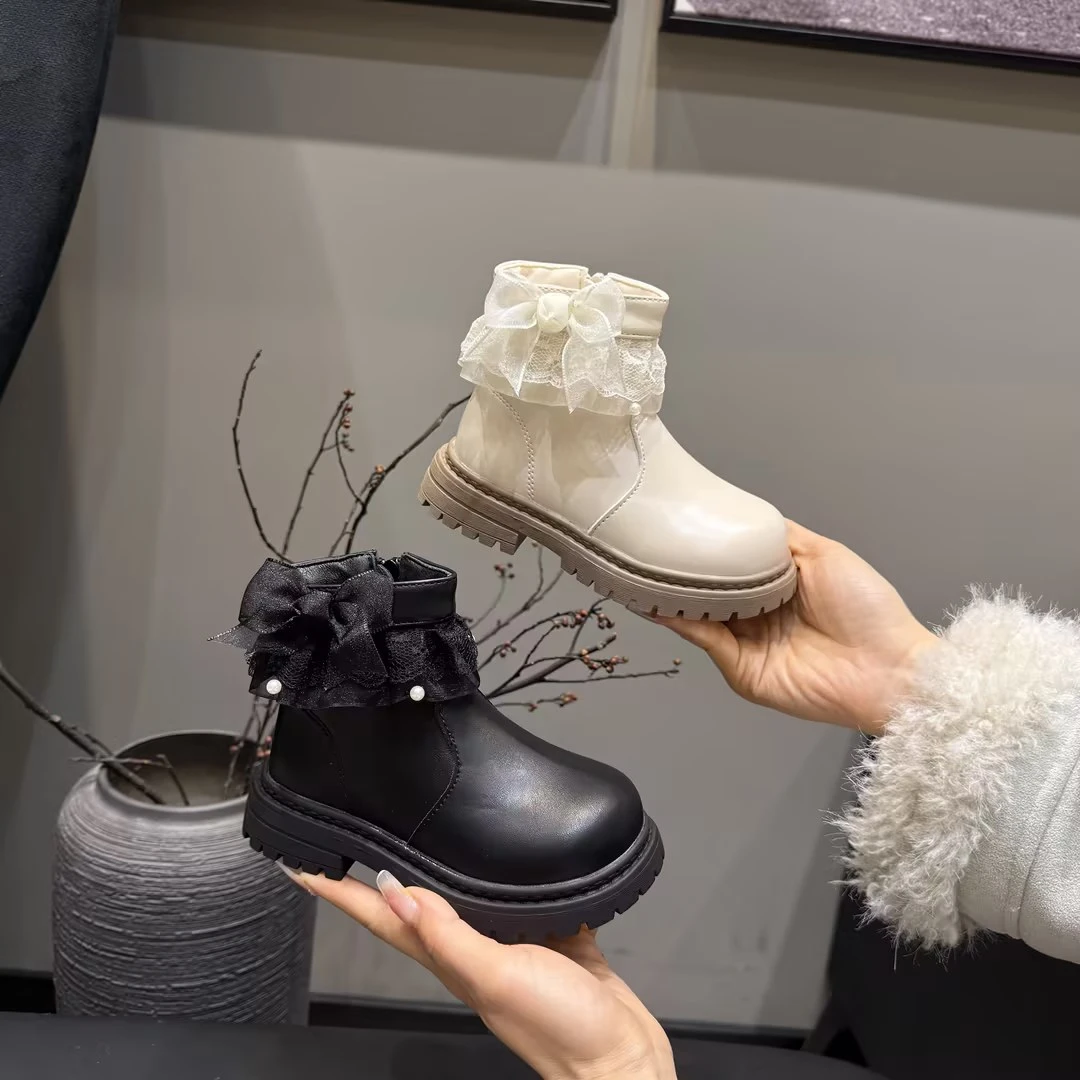 小大人/二棉/蕾丝花边26-36珍珠百搭马丁靴2789
