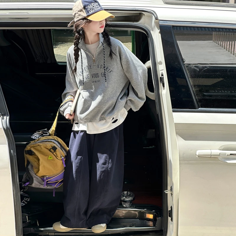 女童套装春秋款2025新款中大童印花字母秋季休闲时尚百搭卫衣套装