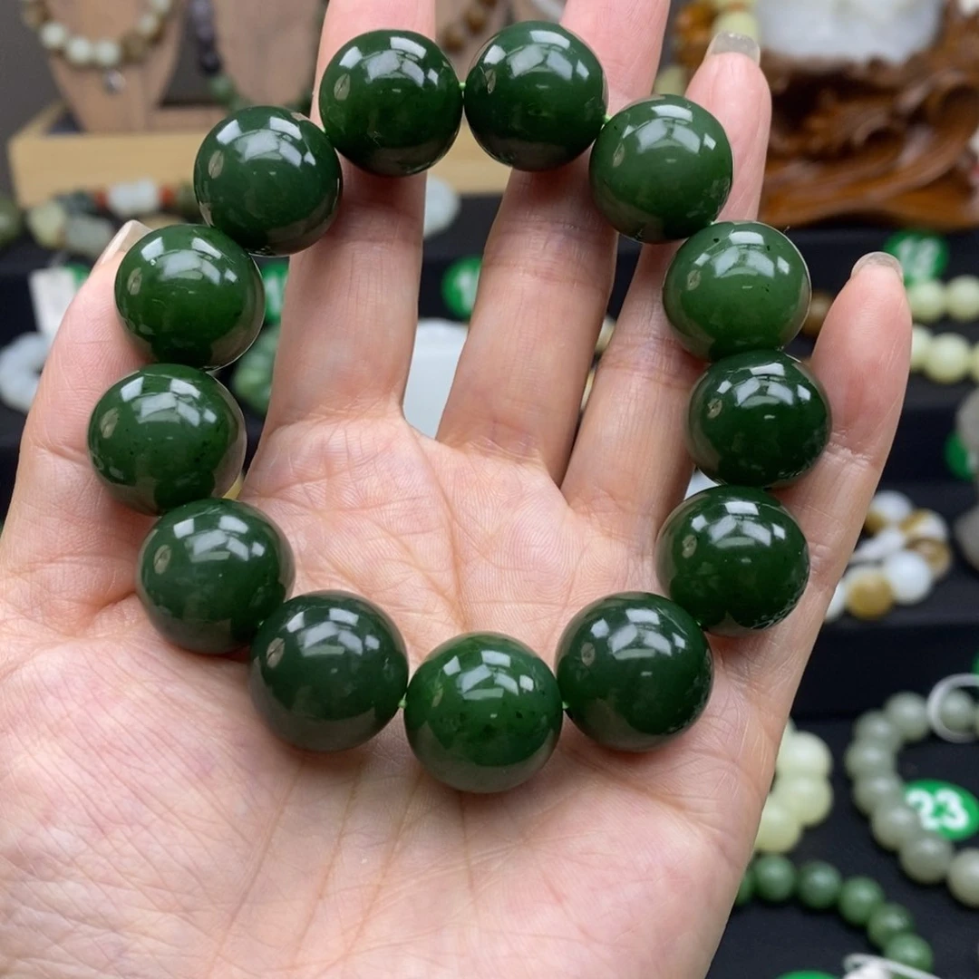 和田玉手链未镶嵌碧玉17mm