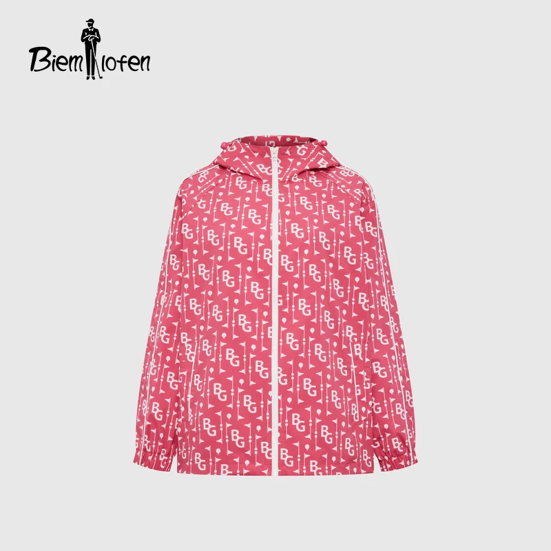 【商场同款新品】比音勒芬2025春新款女休闲复古BG老花满印连帽夹克