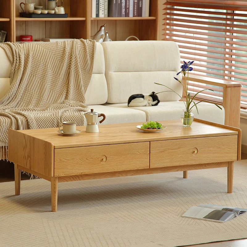青岛一木 实木茶几北美进口橡木茶几 客厅家用储物茶桌 简约现代
