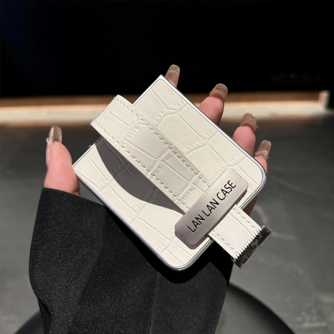 韩风白色鳄鱼皮纹手腕带适用小米MIXFlip手机壳折叠屏华为PuraX/