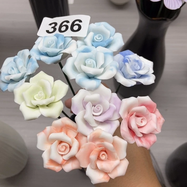 陶瓷手工制作陶瓷花10朵磨砂