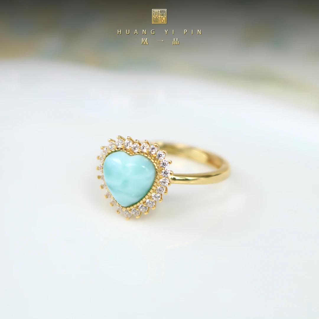 【凰一品】海纹石爱心款戒指S925银