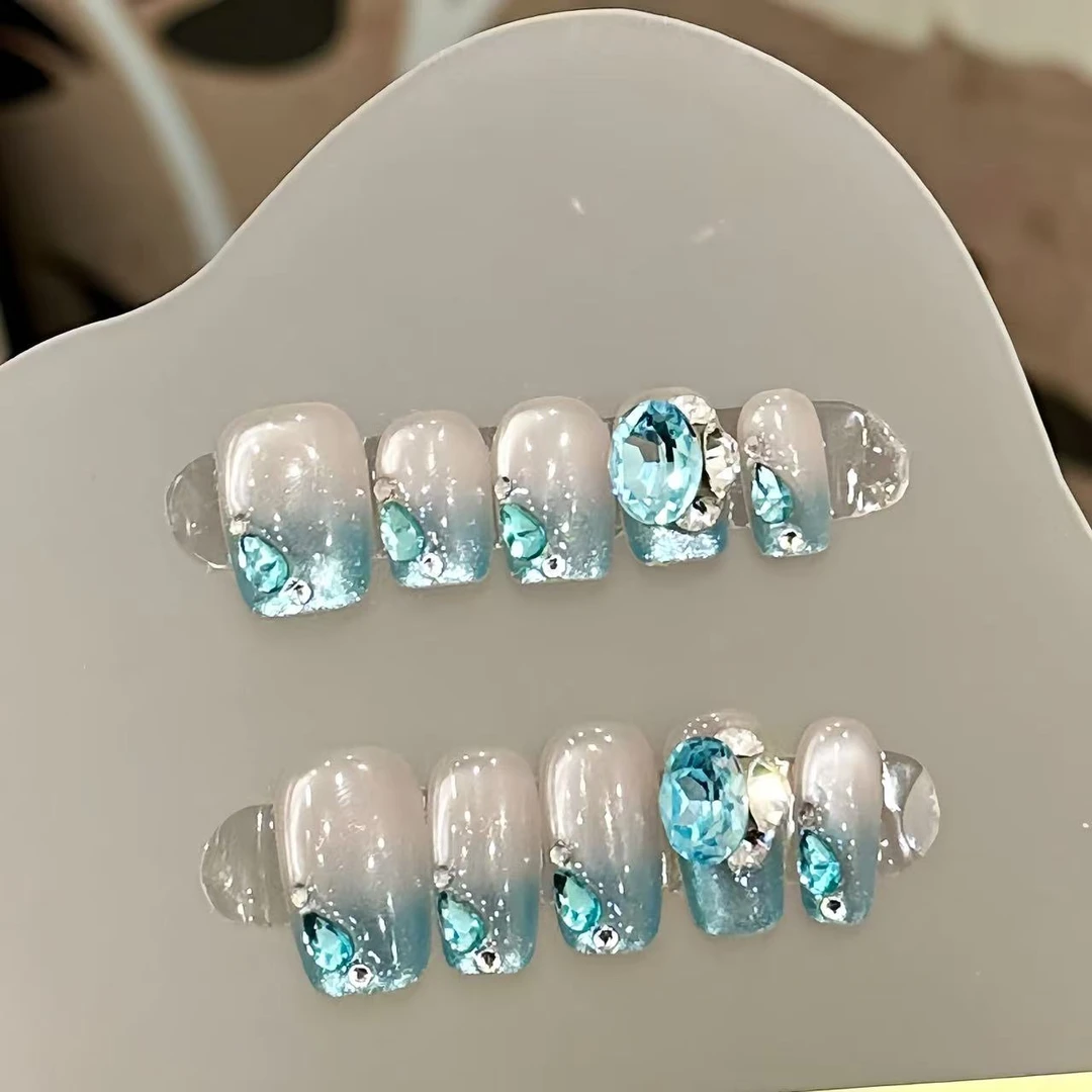 冰川湖蓝-Naier奈儿轻奢高定美甲10片装