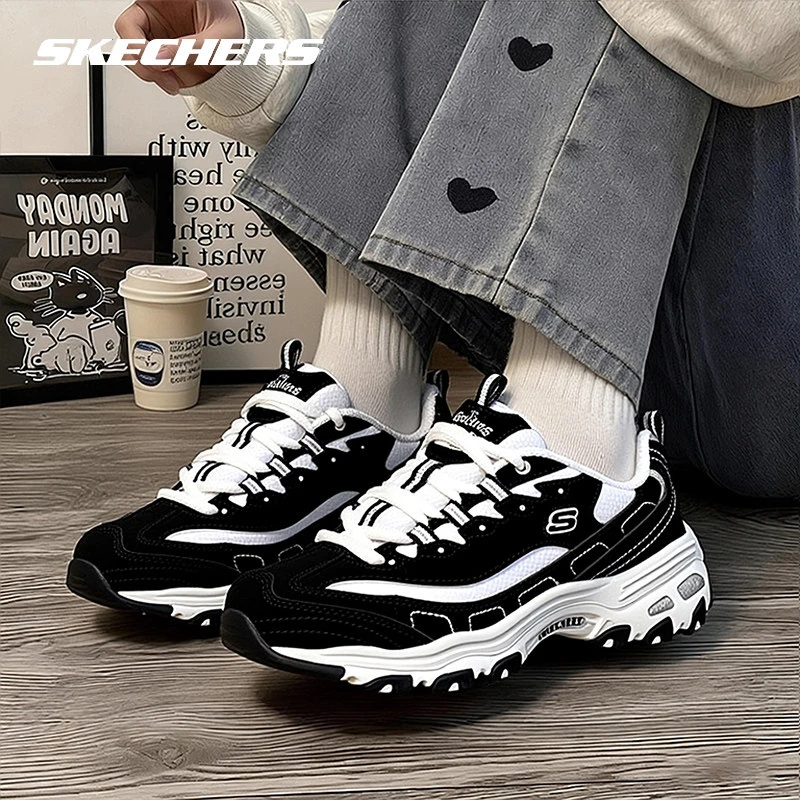 【门店款】斯凯奇黑白经典一代熊猫鞋女款厚底增高老爹鞋轻便运动鞋