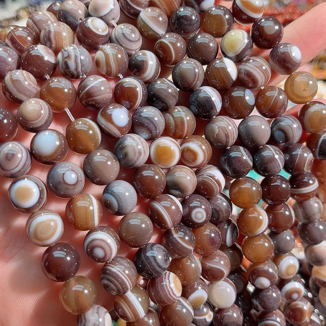 玛瑙/玉髓未镶嵌珠宝半成品美拉德蚕丝玛瑙12mm