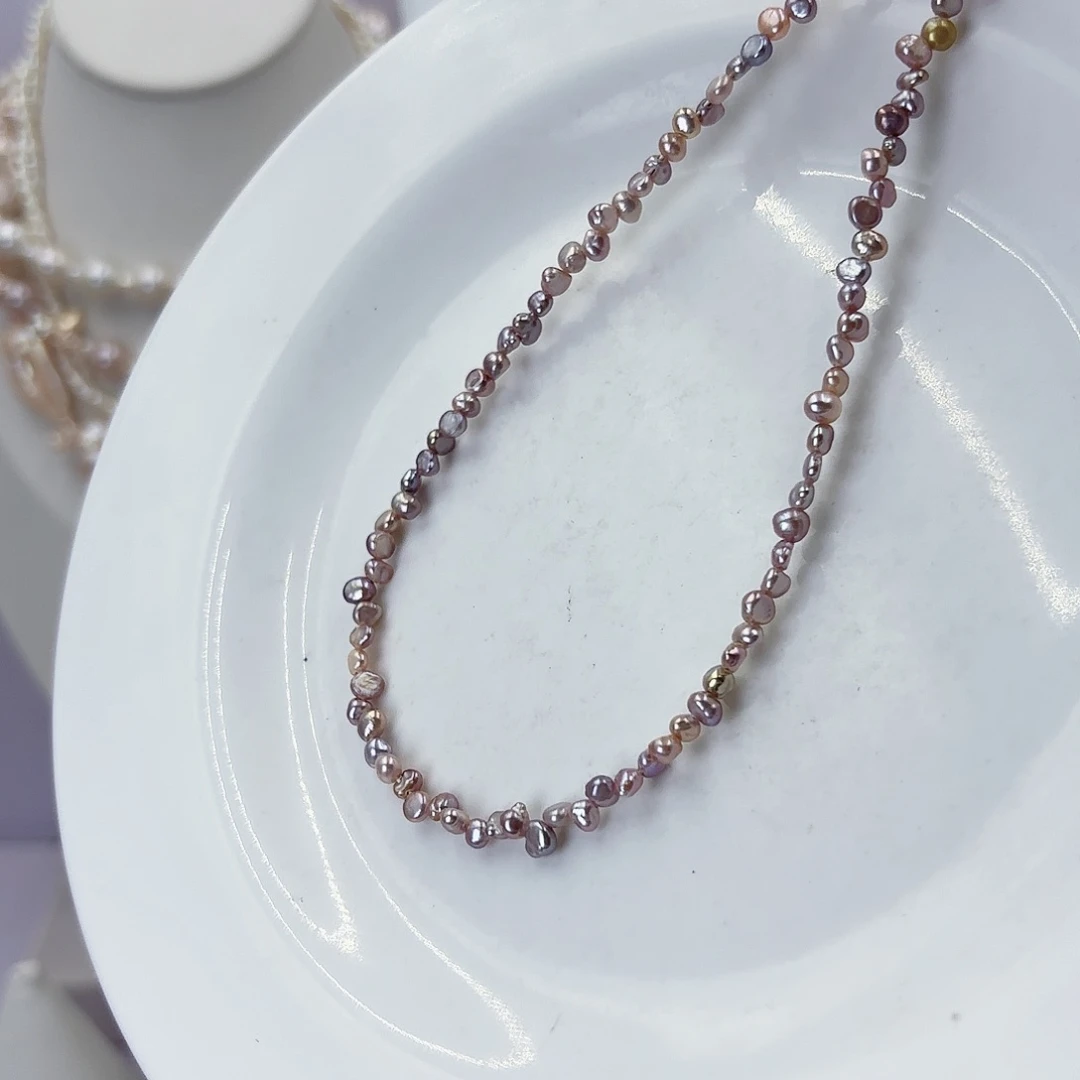 淡水珍珠未镶嵌颈饰极光蕾丝花瓣项链福利