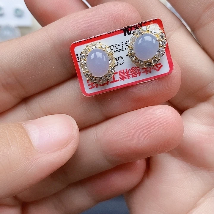 翡翠银S925镶嵌耳饰