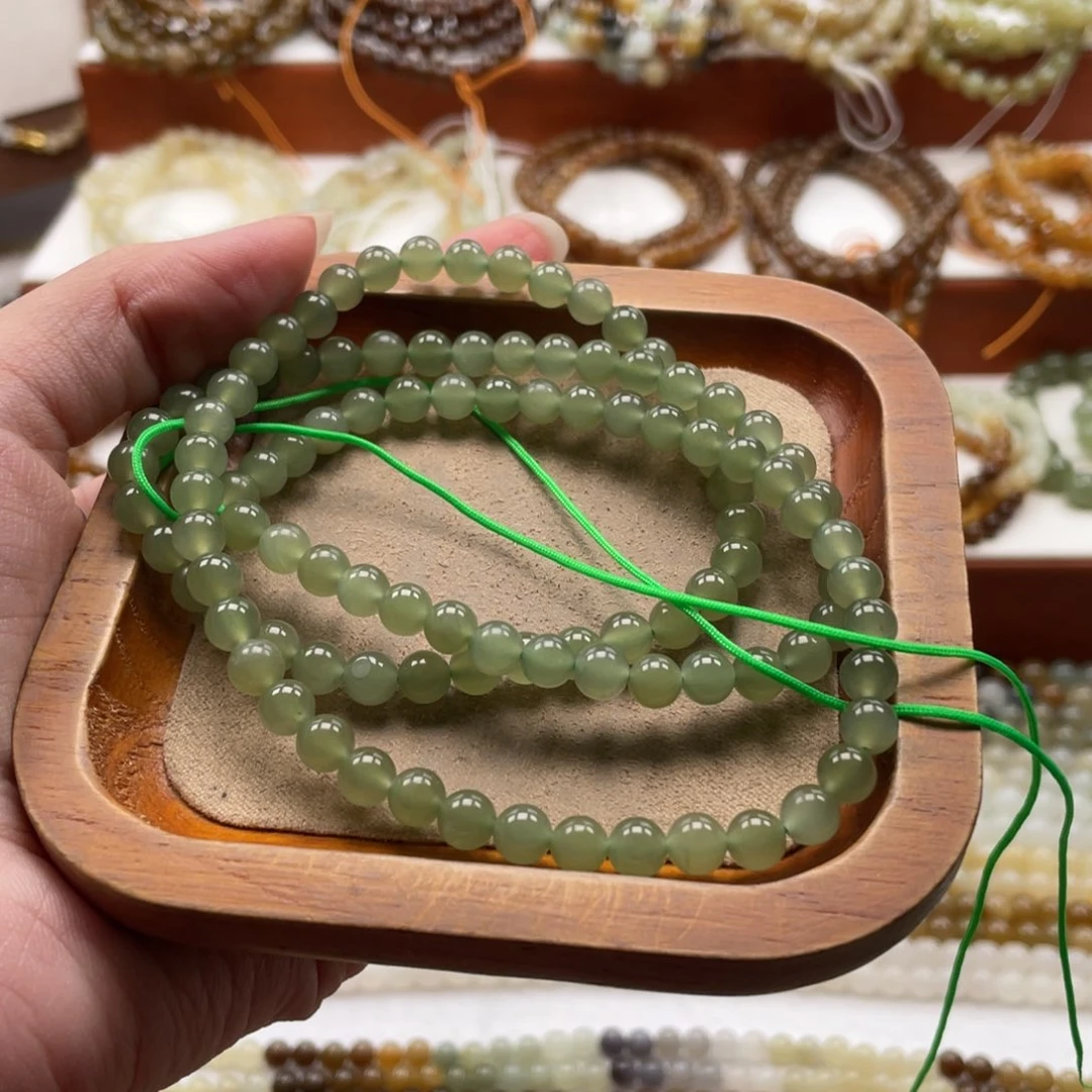 和田玉未镶嵌毛衣链珠串6mm