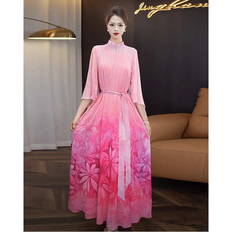 国风连衣裙女2025夏季新款气质高级感新中式优雅大摆长裙时尚裙子
