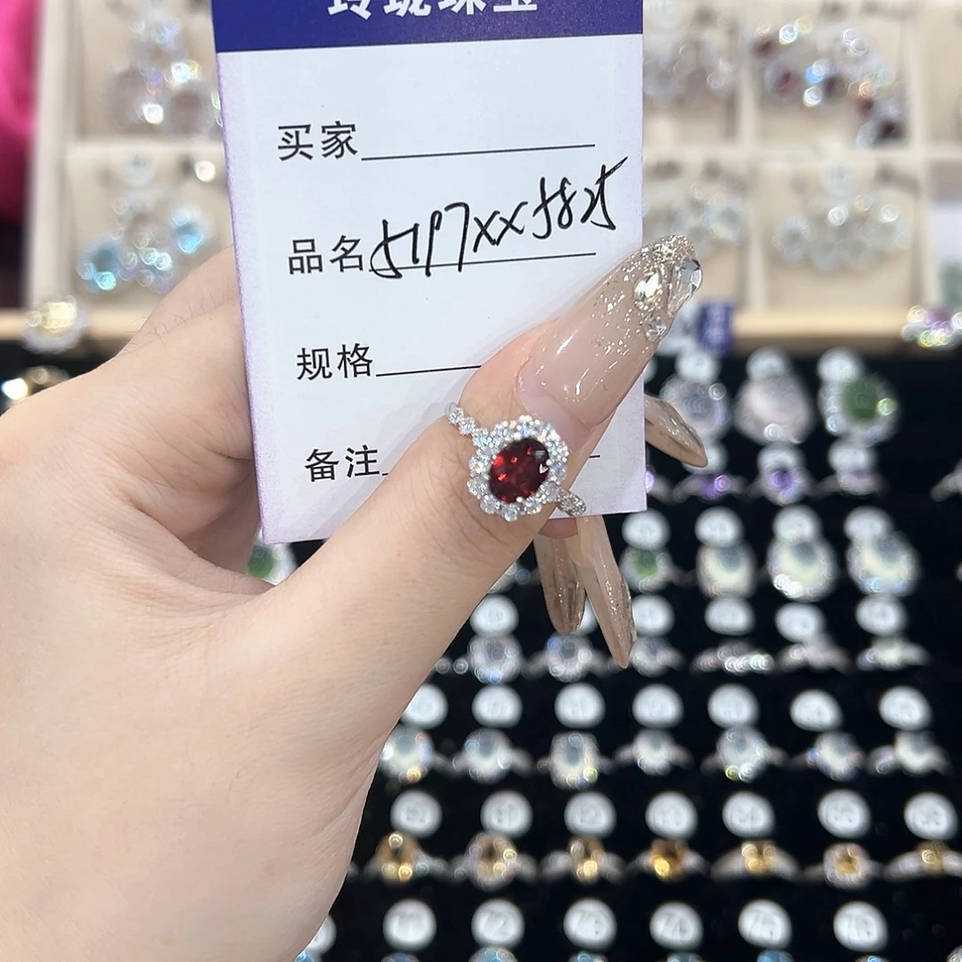 5***5黄晶戒指银S925镶嵌