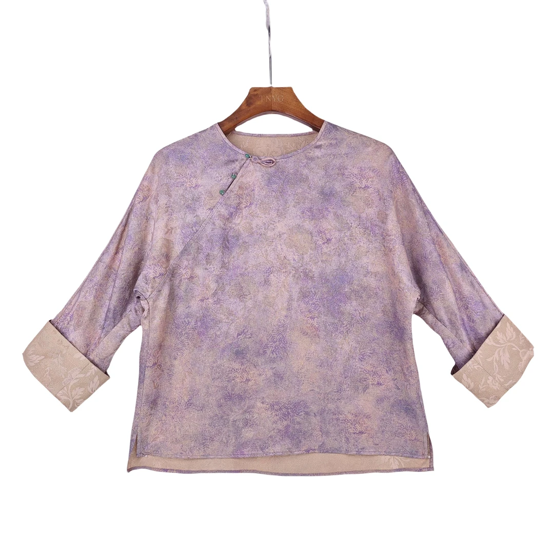 【千城】桑蚕丝新中式国潮清冷感气质别致百搭复古上衣女1151