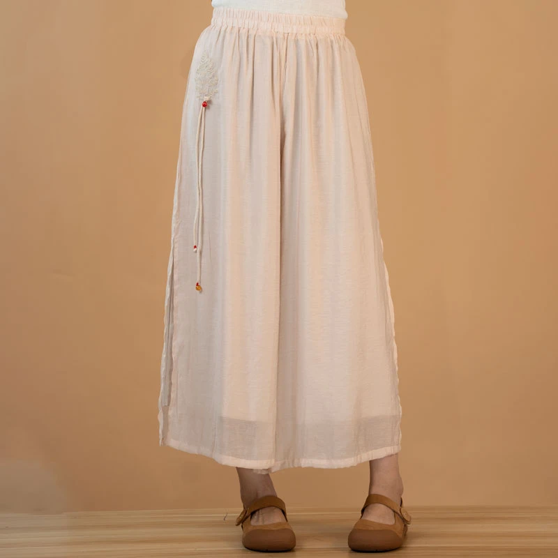 【墨澜专属】123树叶刺绣高品阔腿裤