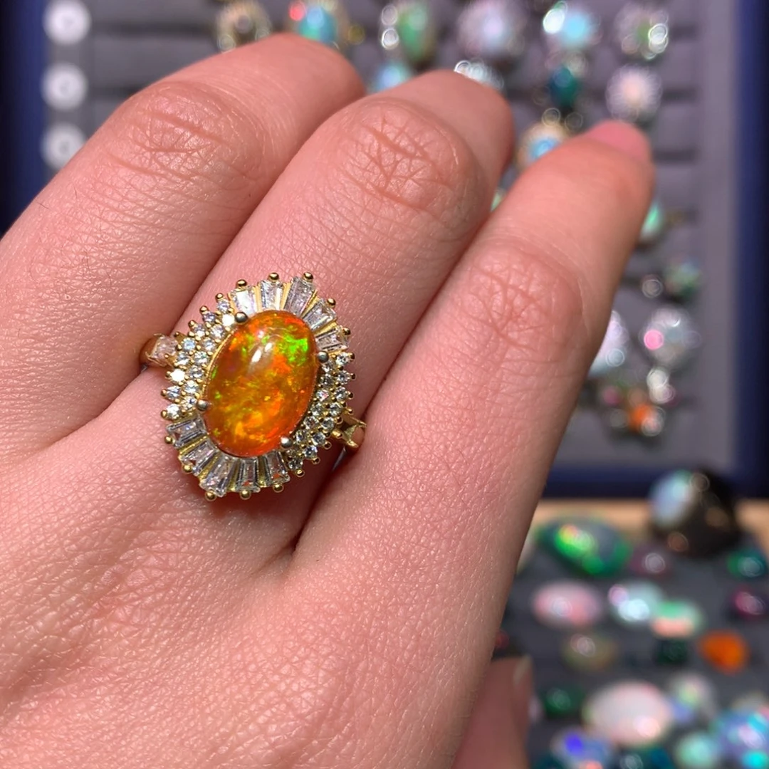 欧泊银S925镀金镶嵌戒指款式仙**仙