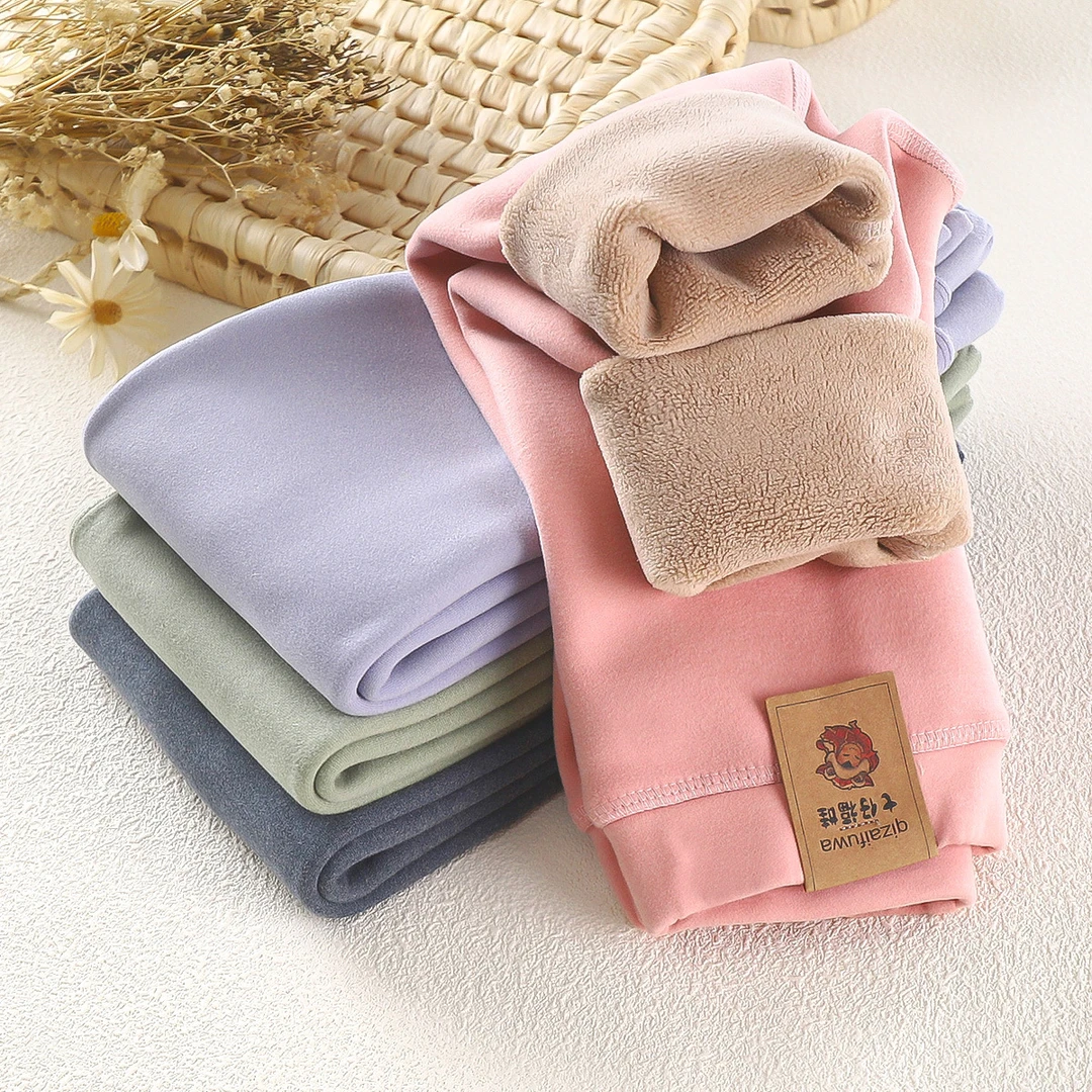 新款儿童保暖裤中大童秋冬打底裤男女宝宝棉裤学生无骨温变打底裤