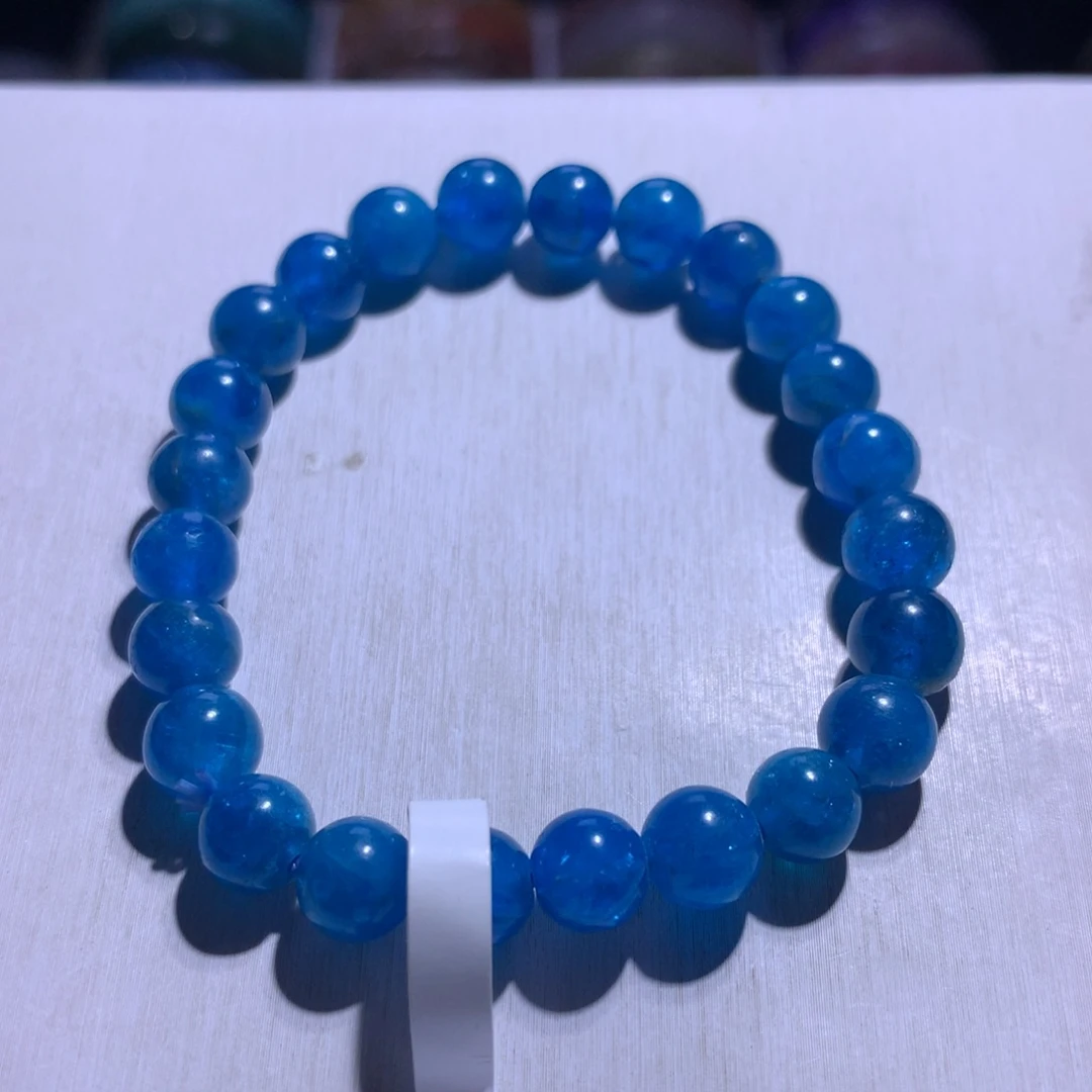 银S925镶嵌手串水晶蓝磷灰8.3m