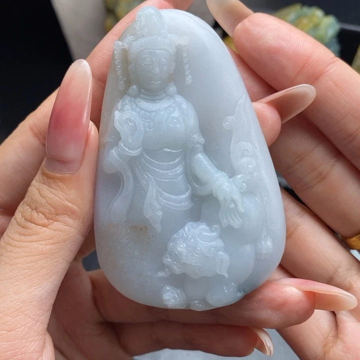 自***路定制翡翠未镶嵌文殊