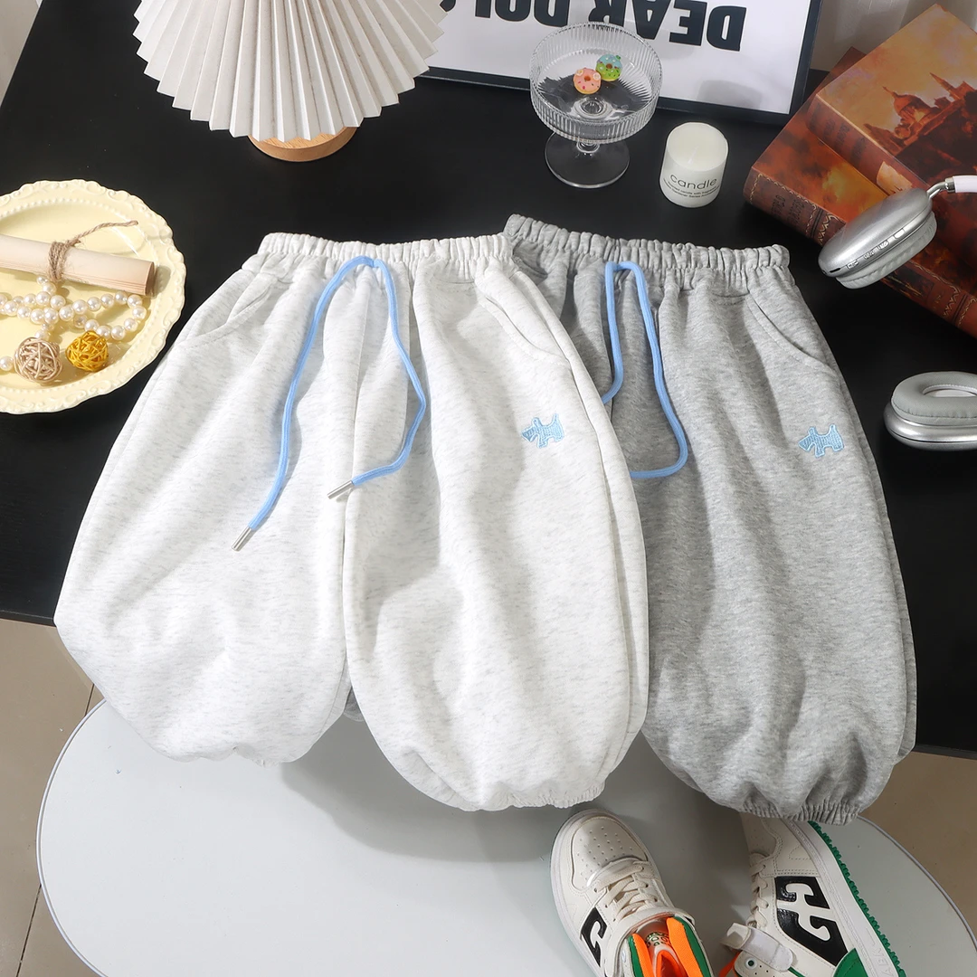 【高品质】儿童韩系刺绣卫裤宽松男女宝宝百搭洋气休闲束脚裤外穿