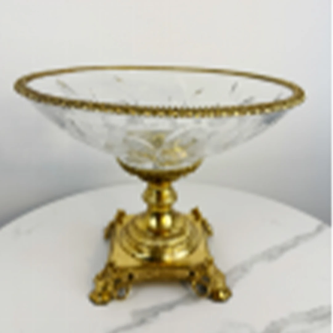 GM104水晶黄铜装饰桌面玄关摆件33.5*25cm