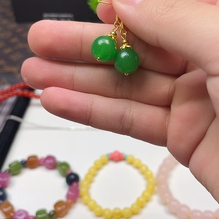 翡翠14K金镶嵌耳饰