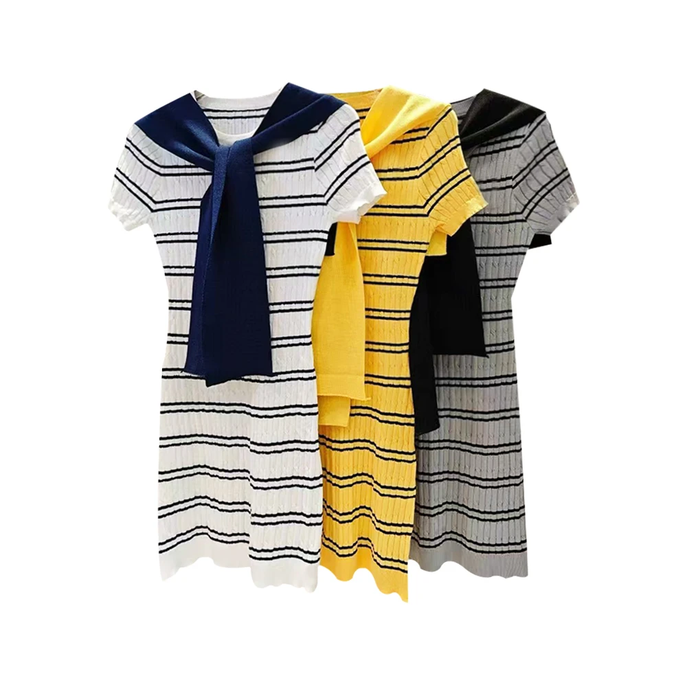 夏季短裙短袖常规圆领连衣裙百搭#7-QZ-03