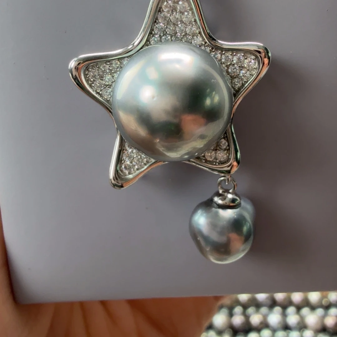 海水珍珠银S925镶嵌颈饰