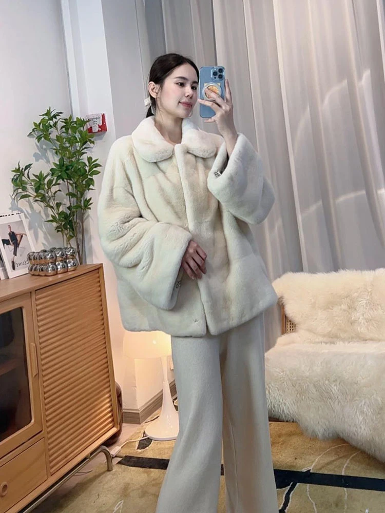 【菲斯贝拉】丹麦紫金短二横抽刀整貂小母貂水貂皮草女水貂中长款