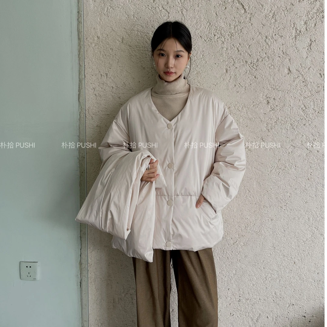 【BLB•板老板】2024新款小众设计师款极简围巾90白鸭绒羽绒服88835