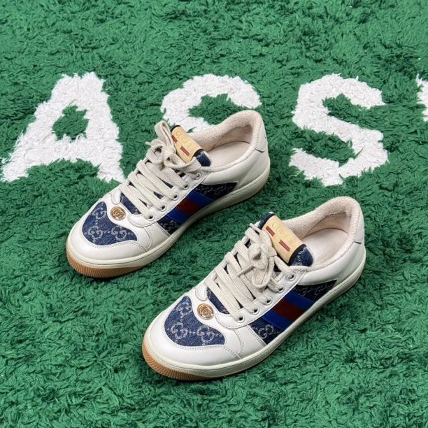 95新 GUCCI/古驰 脏脏鞋 白蓝牛仔 37码