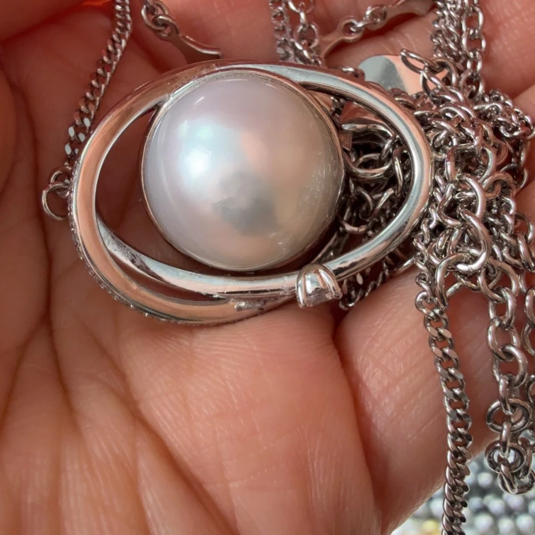 颈饰银S925镶嵌海水珍珠16mm