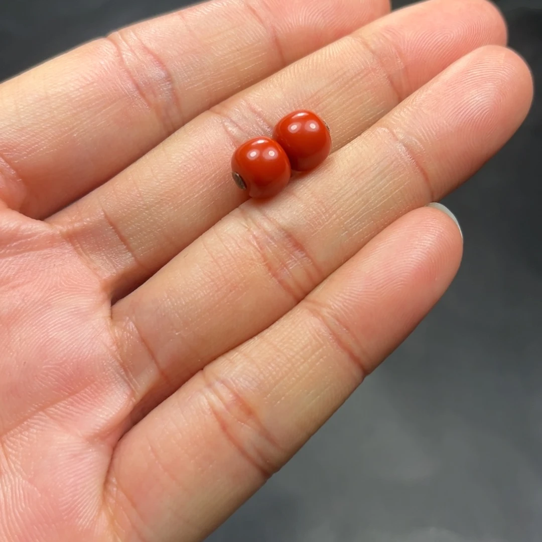 南红玛瑙老型对珠未镶嵌