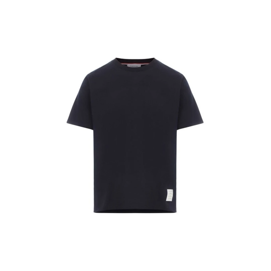 未使用 THOMBROWNE 经典纯色下摆纸牌标圆领休闲短袖T恤