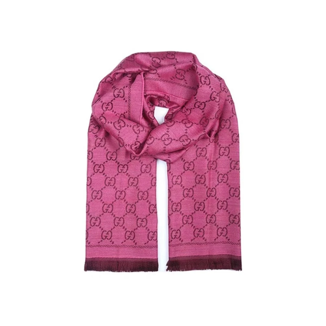 GUCCI/古驰双G提花流苏薄款多色围巾男女同款