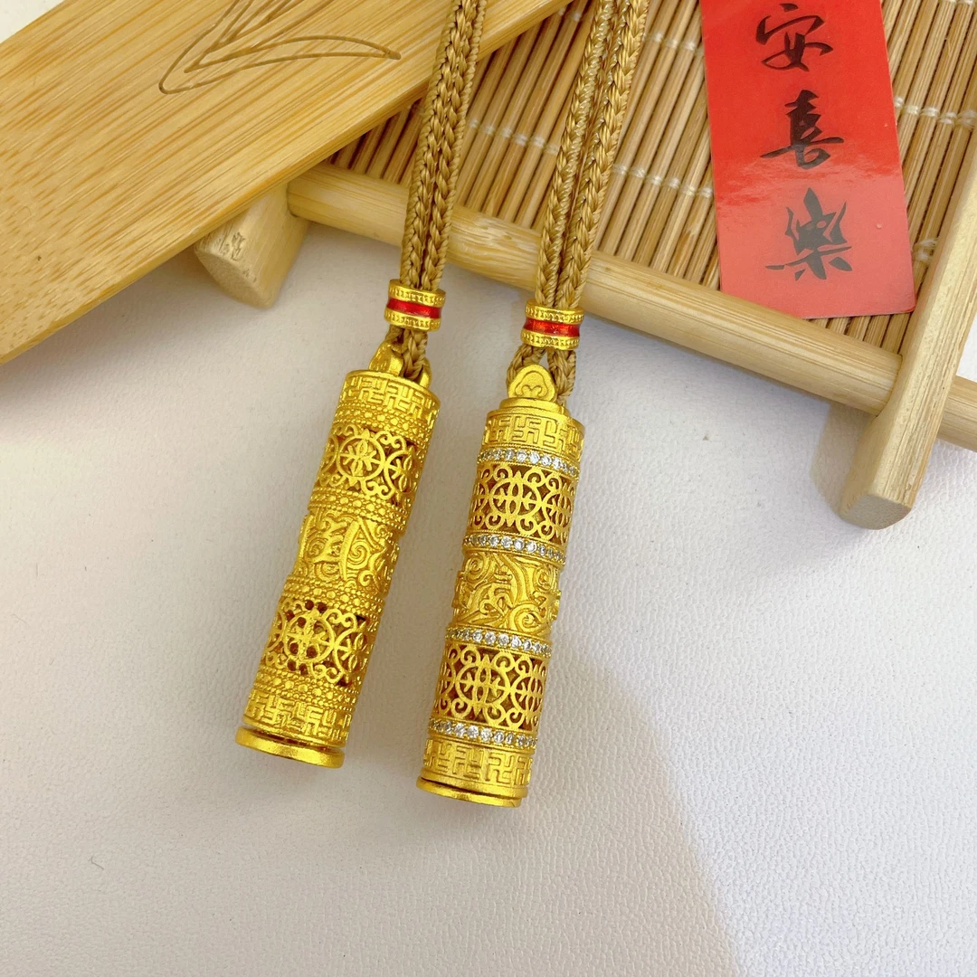 合金吊坠 六字真言随身佛吊坠咖色绳子复古时尚