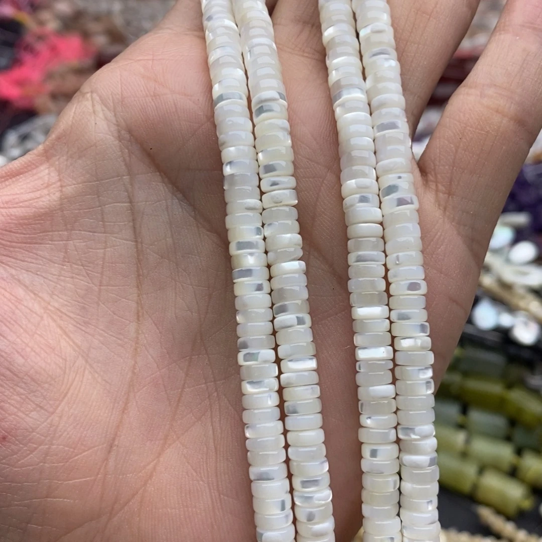 玛瑙/玉髓未镶嵌珠宝半成品一条天然强光2×6白马蹄螺剁珠