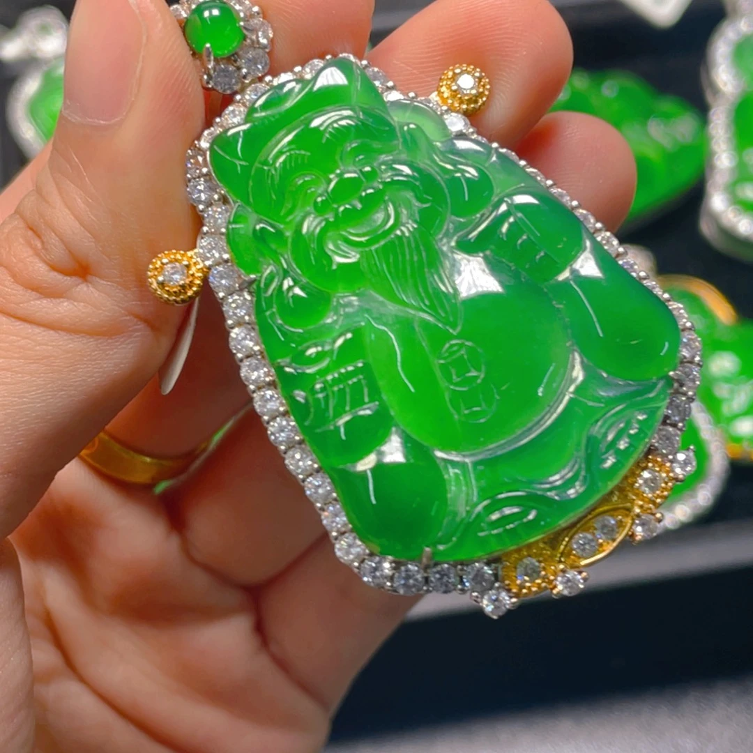 翡翠银S925镶嵌吊坠(不含链)