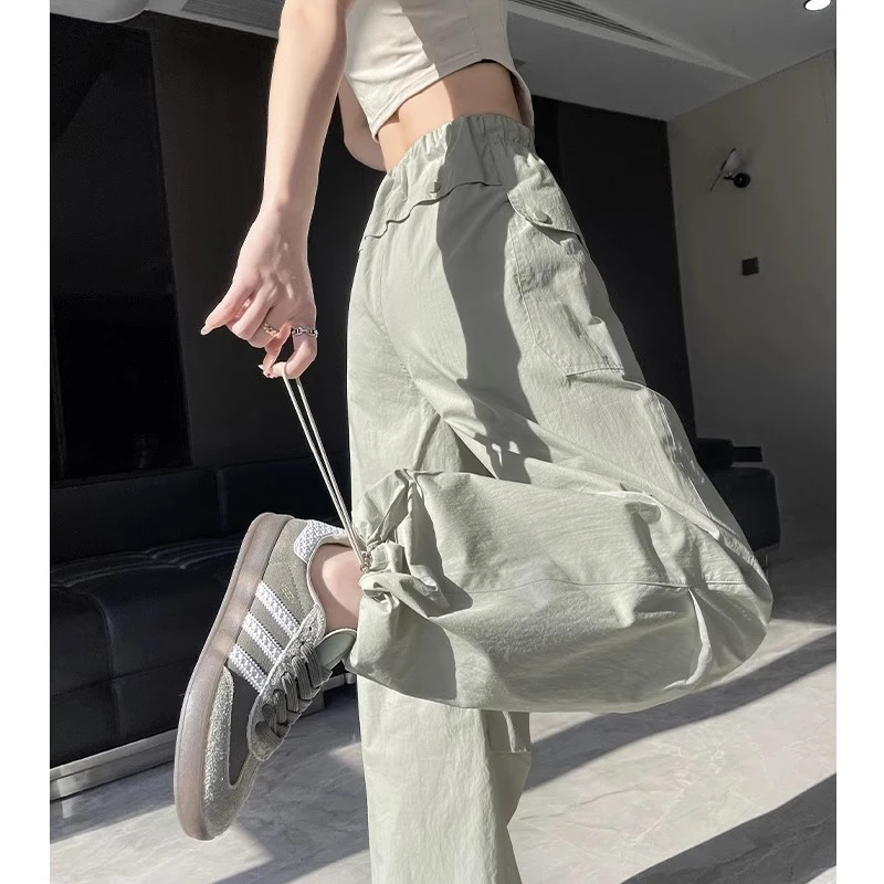 美式休闲百搭工装裤女春秋季2025新款束脚酷飒风抽绳束脚运动裤子