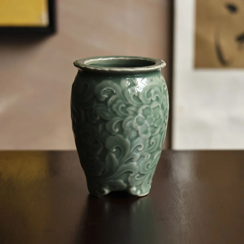 【坐饮亭竹】青绿建水（Q3208）