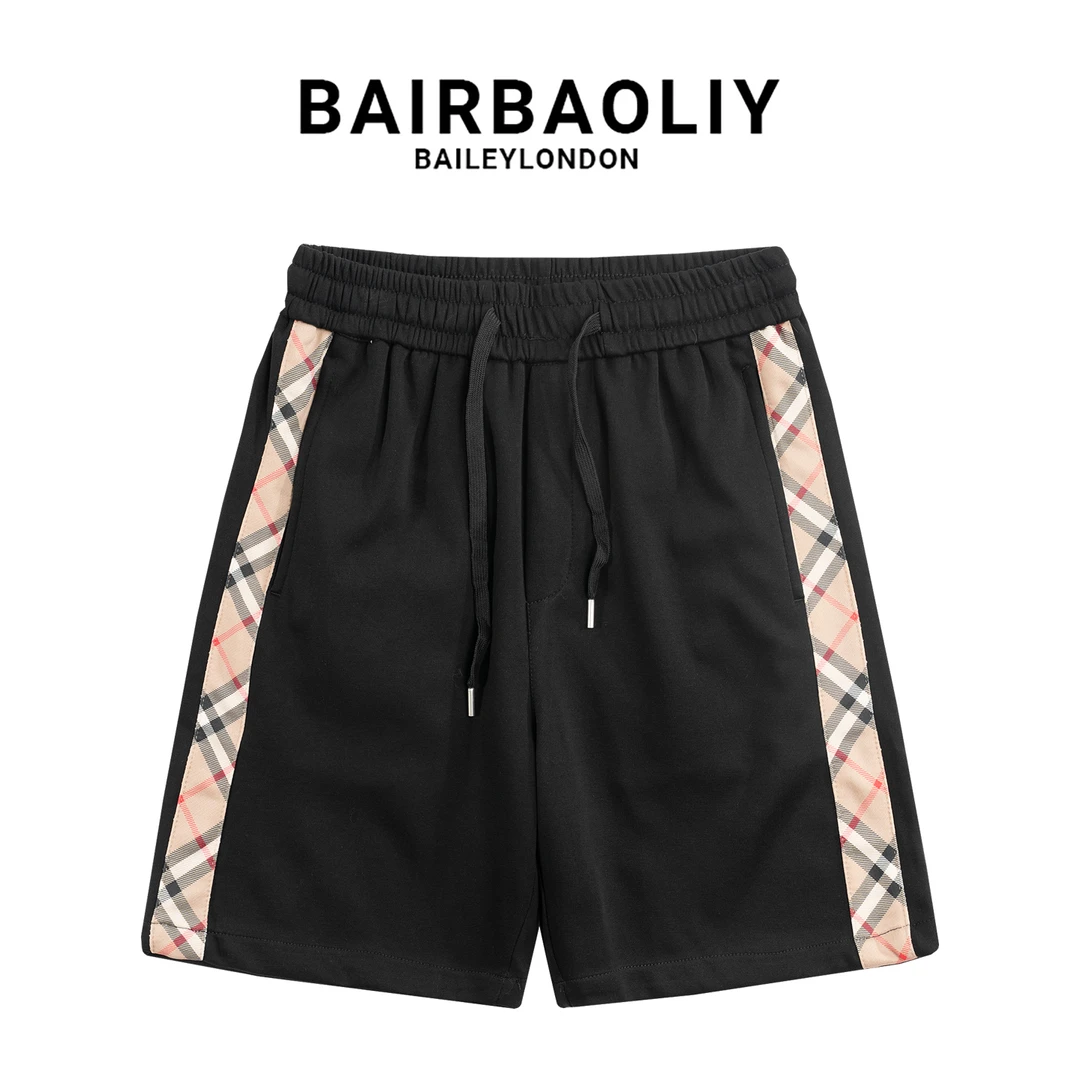 BAIRBAOLIY经典格纹轻奢时髦条纹格子休闲短裤直筒五分裤高货男装