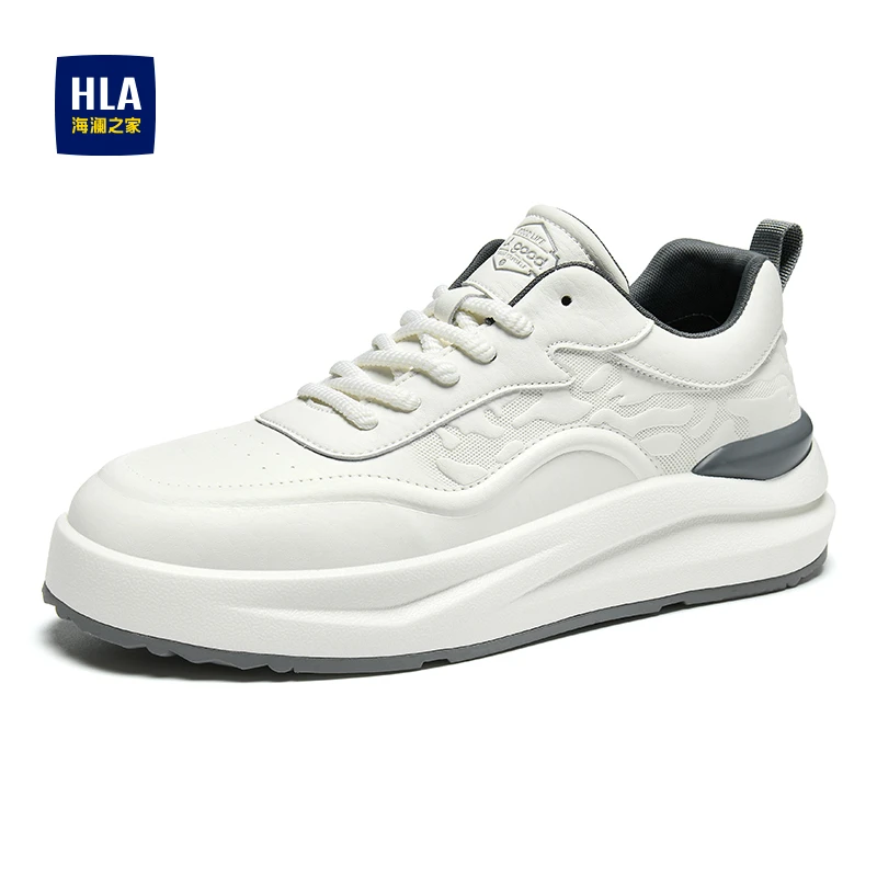 HLA/海澜之家时尚小白鞋男 2025秋冬新款百搭休闲板鞋厚底增搞